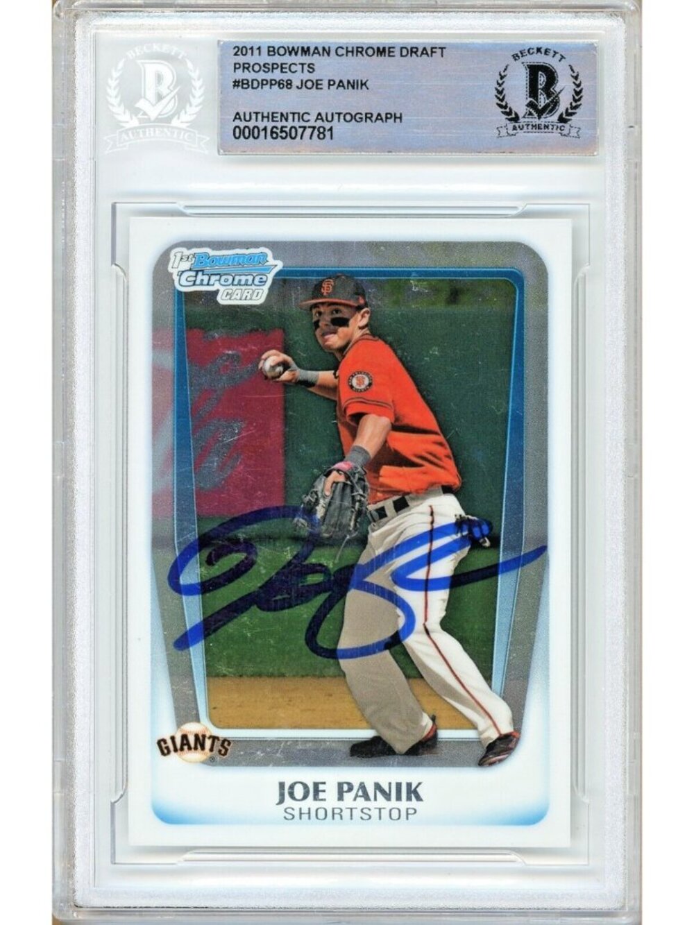 Joe Panik Signed 2011 Bowman Chrome Draft #BDPP68 SF Giants BAS Slabbed Auto MLB